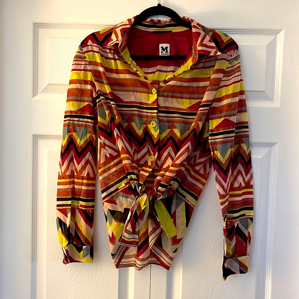 Missoni Sheer Multi-Colored Zigzag Abstract Print… - image 1